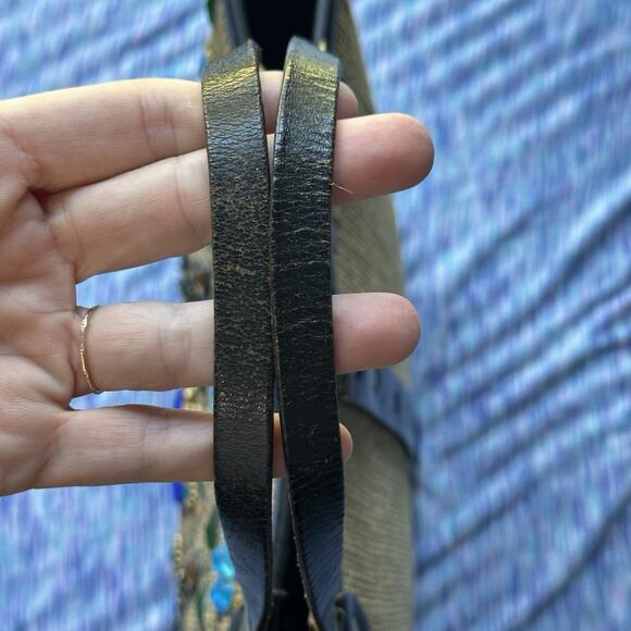 VTG 1964 Enid Collins Purse Pavan Pheasant Peacock Blue Jewels Wooden Bucket - Picture 9 of 16